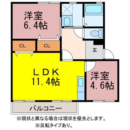 フレグランス大岩Ｂ棟の物件間取画像